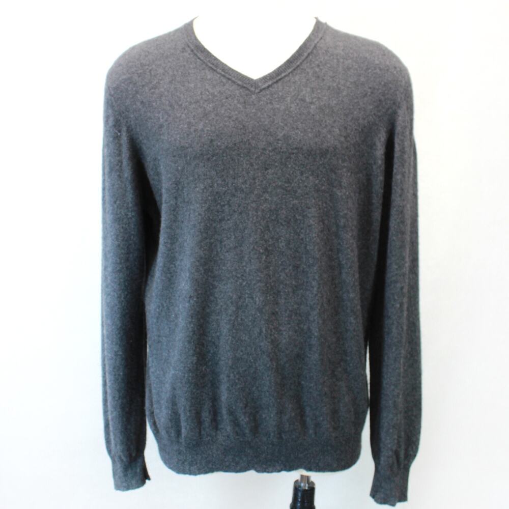 Apt.9 Men's 2-ply 100% Cashmere Gray V-Neck Sweater XXL